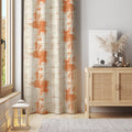 Abstract Brushstroke Curtain: Beige and Orange Watercolor Grid, Cotton Blend (Single Panel) - Image 1