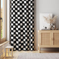 Checkered Curtain Panel: Black and White Geometric Window Drape - Image 3
