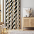 Mid Century Modern Leaf Curtain: Beige Geometric Botanical Drapes - Image 1