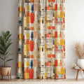 Mid-Century Modern Curtain Panel: Abstract Brushstroke Print, Retro Decor - Image 1