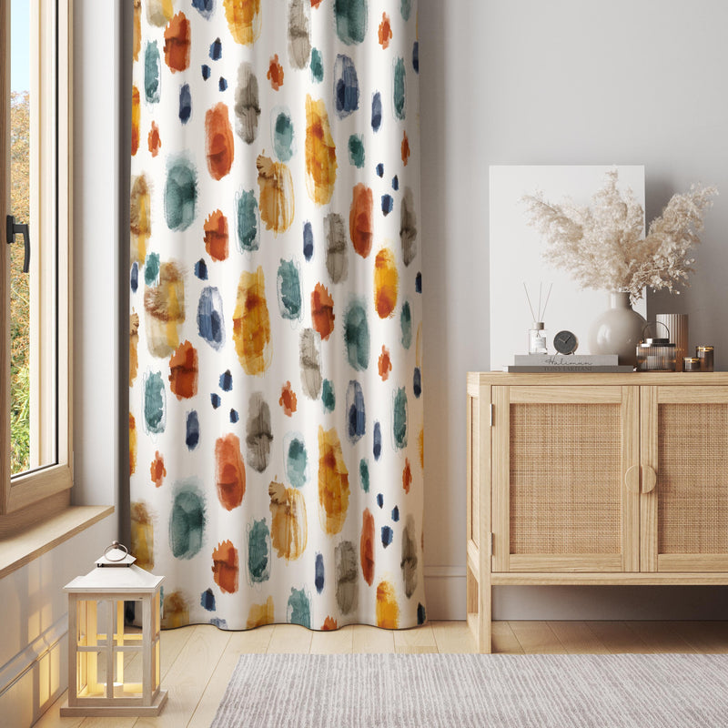 Watercolor Splash Curtain – Colorful Brushstroke Dot Pattern for Modern Artistic Decor