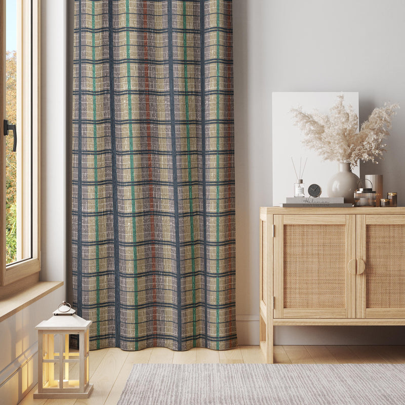 Rustic Plaid Curtains: Earthy Checkered Window Drapes with Vintage Woven Texture for Farmhouse Decor