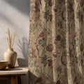 Vintage Botanical Linen Curtain: Beige & Olive Leaf Print Drapery - Image 2