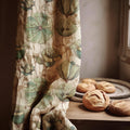 Green Floral Linen Curtain: Vintage Botanical Print Drapery - Image 1