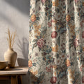 Floral Linen Curtain Panel: Beige Rose Botanical Print, Blackout Option - Image 2