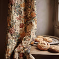 Floral Linen Curtain Panel: Beige Rose Botanical Print, Blackout Option - Image 1