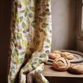 Botanical Linen Curtain Panel – Green Leaf & Floral Watercolor - Image 1