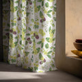 Botanical Linen Curtain Panel – Green Leaf & Floral Watercolor - Image 3