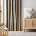 Earth Tone Striped Curtain Panel: Rustic Farmhouse Vertical Line Drape - Image 1