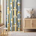 Geometric Curtain Panel: Modern Yellow & Blue Abstract Drapes - Image 1