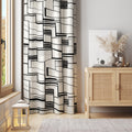 Black and White Geometric Curtain – Abstract Line Panel for Modern Minimal Interiors - Image 1