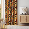 Geometric Curtain Panel: Terracotta & Black Boho Window Drape - Image 3