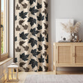 Maple Leaf Print Curtain – Oversized Autumn Leaves on Beige Background for Nature-Themed Decor - Image 1