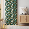 Tropical Leaf Print Curtain – Bold Green Monstera and Palm Panel for Summer Interior Styling - Image 1