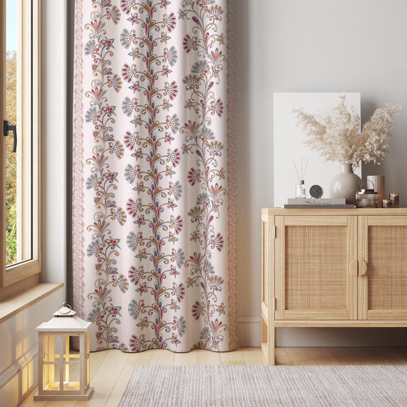 Delicate Pink Floral Stripe Curtain – Elegant Vertical Panel for Romantic Interiors