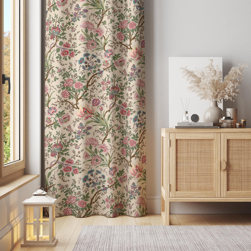 Multicolor Floral Curtain – Intricate Garden Flower Pattern for Traditional or Romantic Decor