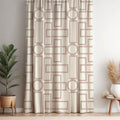 Geometric Boho Curtain: Rust & Neutral Abstract Window Panel - Image 1