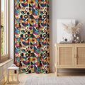 Abstract Color Block Curtain: Mid-Century Geometric Cotton-Polyester Drape - Image 1