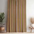 Striped Curtain Panel: Earth Tone Boho Decor, Brown & Mustard Lines - Image 1