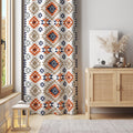 Aztec Diamond Curtain – Orange and Navy Geometric Panel with Tribal Inspiration - Image 1
