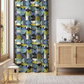 Retro Geometric Curtain Panel: Blue & Green Mid-Century Decor - Image 1