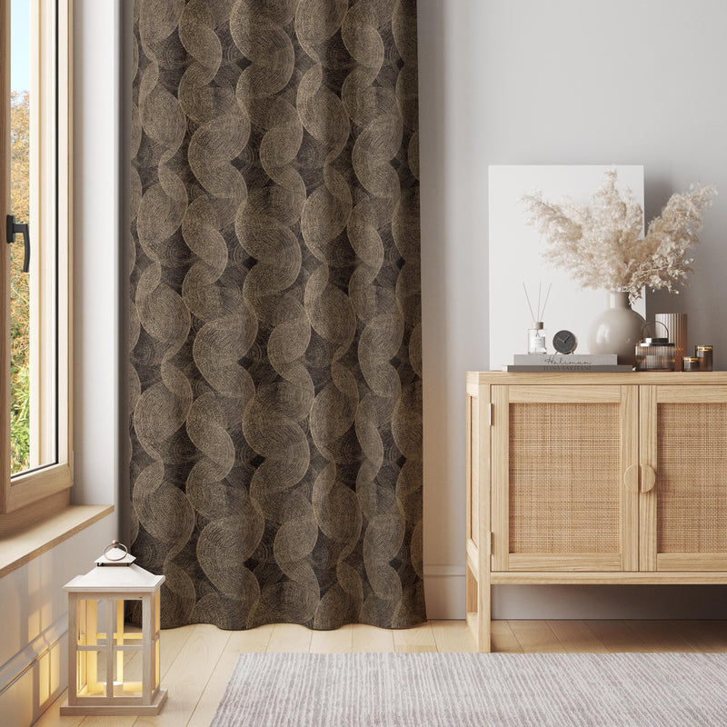 Textured Brown Wave Curtain – Modern Earth Toned Panel with Subtle Abstract Curves