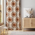 Terracotta Tribal Diamond Curtain – Southwestern Geometric Panel for Rustic Home Styling - Image 1