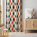 Retro Leaf Pattern Curtain: Mid-Century Modern Beige & Colorful Drapes - Image 1