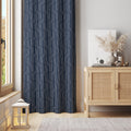 Navy Geometric Curtain: Modern Blue White Patterned Drape - 30x70 Cotton Blend - Image 1