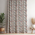 Floral Curtain Panel: Red & Blue Botanical Drapery, Vintage Style - Image 1