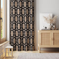 Black Art Deco Curtain: Modern Geometric Beige Pattern Window Panel for Contemporary Living Room - Image 1