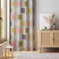 Modern Color Block Curtain: Playful Multicolor Geometric Squares Window Panel for Retro or Mid Century Decor - Image 1