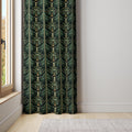William Morris Christmas Curtain – Green Holiday Drapes with Gold Leaf & Pine Tree - Image 1