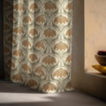 Terracotta Daisy Linen Curtain – Vintage Arts and Crafts Floral Window Panel - Image 3