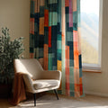 Abstract Geometric Color Block Curtain Panel: Modern Window Drape - Image 2