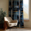 Blue Plaid Curtain Panel: Modern Abstract Window Drape - Image 2