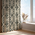 Bohemian Ikat Curtain Panel: Black and Cream Tribal Window Drape - Image 2