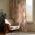 Abstract Terracotta Curtain Panel: Warm Clay Brush Texture, Cotton Blend - Image 2