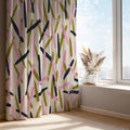 Abstract Brushstroke Curtain Panel: Pink, Olive & Navy Drape - Image 2