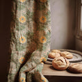 Green William Morris Linen Curtain – Vintage Floral Botanical Window Panel, Custom Drapes - Image 1
