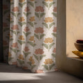 Lotus Flower Linen Curtain – Sage Green Botanical Floral Window Panel - Image 3
