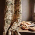 Art Nouveau Swan Linen Curtain - Vintage Bird Pattern Window Panel Green Botanical Drapes - Image 1