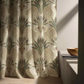 Art Nouveau Swan Linen Curtain - Vintage Bird Pattern Window Panel Green Botanical Drapes - Image 2