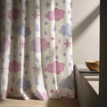 Kids Linen Curtain with Pink Clouds and Stars, Pastel Nursery Window Panel - Image 2