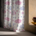 Kids Linen Curtain with Pink Clouds and Stars, Pastel Nursery Window Panel - Image 3