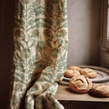 William Morris Style Green Thistle Linen Curtain, Botanical Floral Window Panel, Vintage Inspired Drapes - Image 1