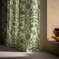 William Morris Linen Curtain Panel: Green Thistle Botanical Drapes - Image 3