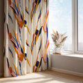 Abstract Wave Curtain Panel: Modern Pink Orange Navy Window Drape - Image 1