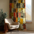 Abstract Patchwork Curtain Panel: Boho Geometric Window Drape - Image 2