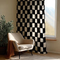 Checkered Curtain Panel: Black and White Geometric Window Drape - Image 2